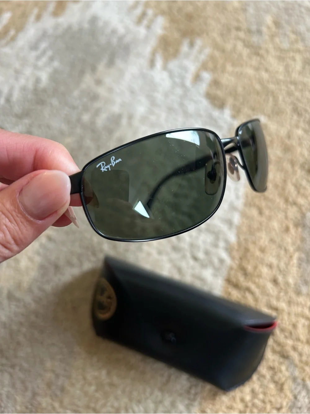 RAY-BAN Italy RB3254 Black Matte Sleek Sport Metal Wrap Sunglasses Men’s EUC!